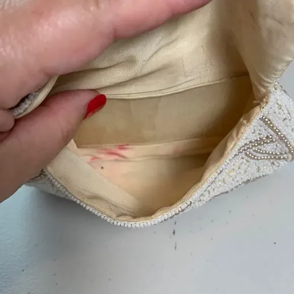 VTG Art Deco Handmade Geometric Design Snap Closure Beaded Clutch Purse - Picture 7 of 7